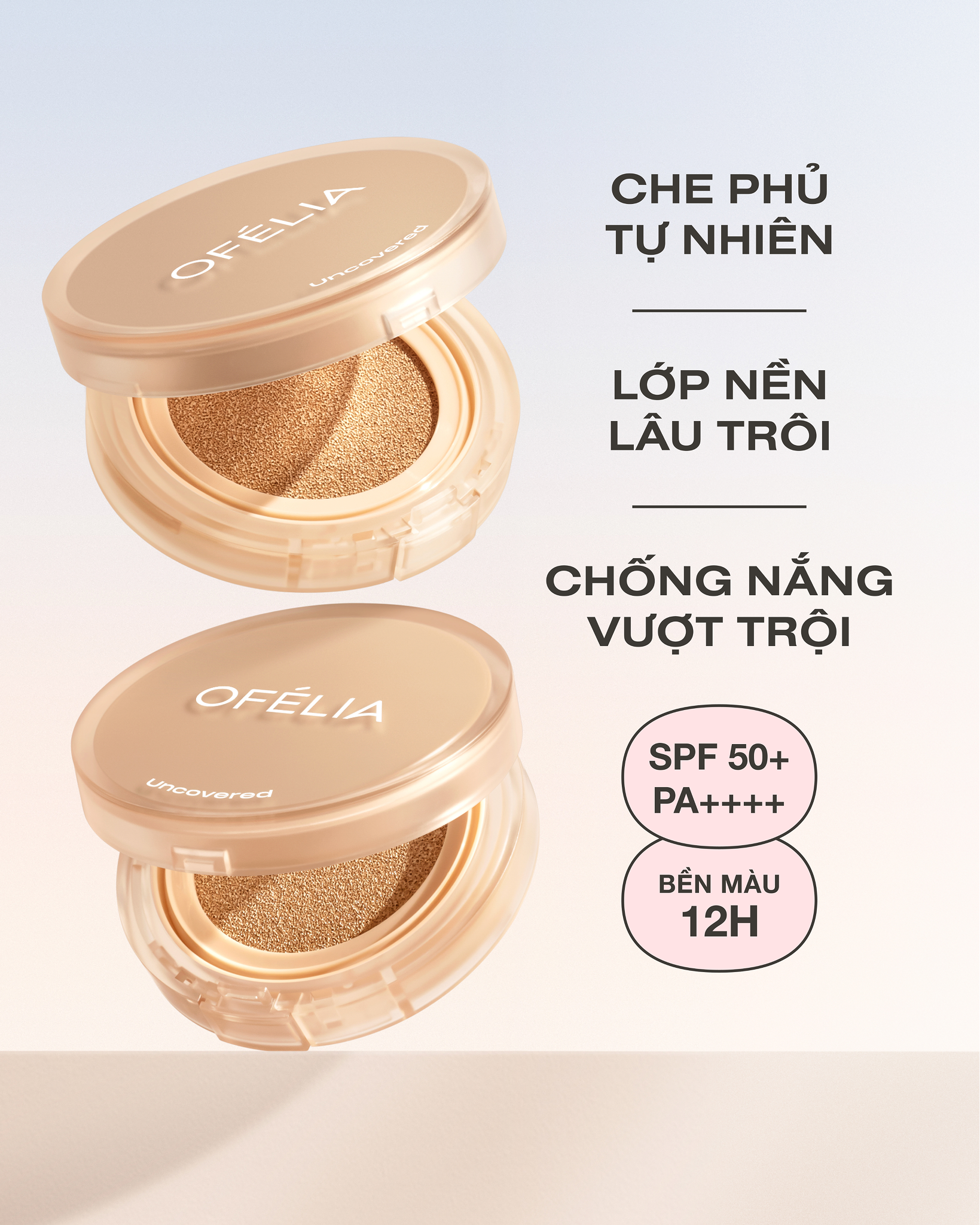 Phấn Nước Mịn Lì Lâu Trôi OFÉLIA Uncovered Longwear Cushion SPF50+/PA++++