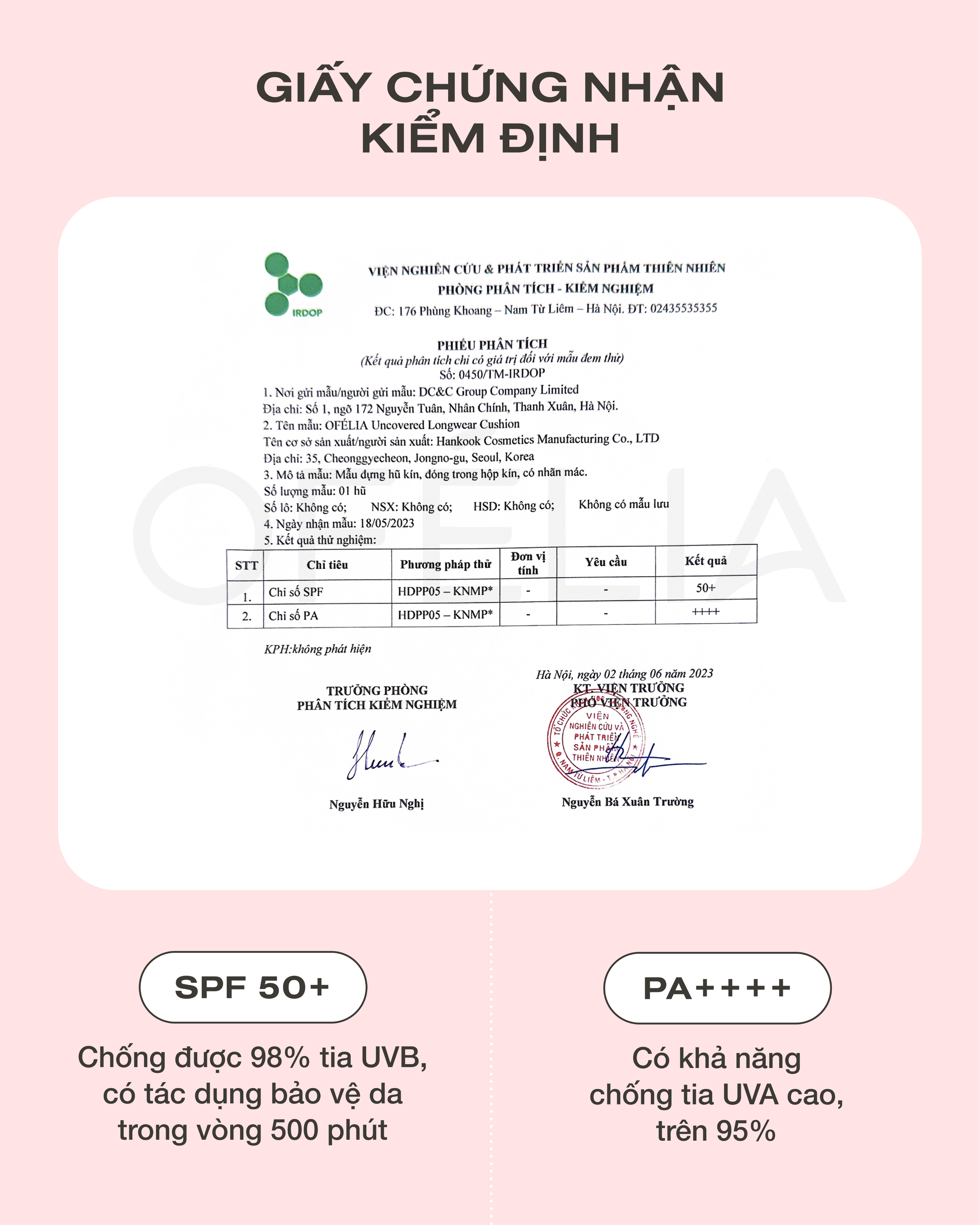 Phấn Nước Mịn Lì Lâu Trôi OFÉLIA Uncovered Longwear Cushion SPF50+/PA++++